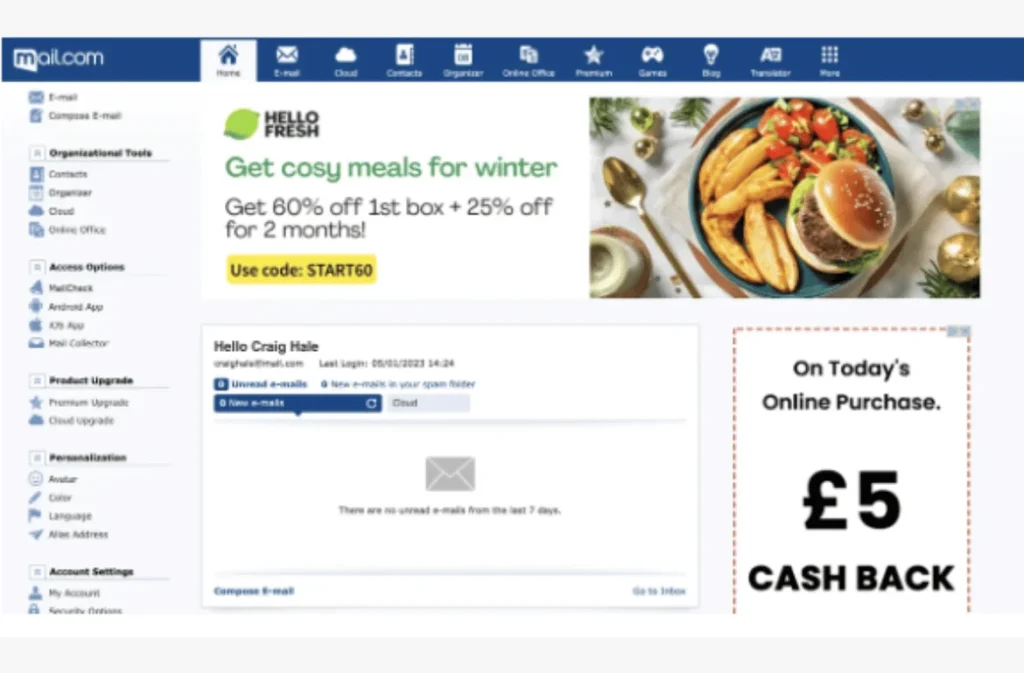 INTERFACE FOR MAIL.COM AND IN USE 